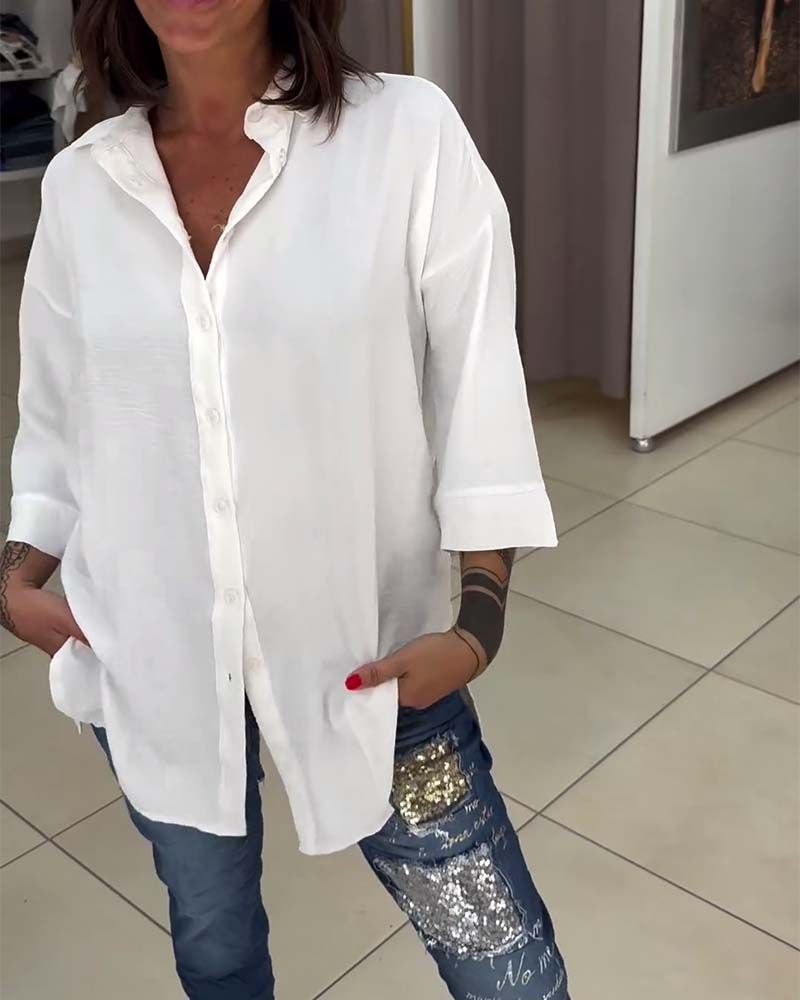 Weiße Bluse Im Oversized Schnitt