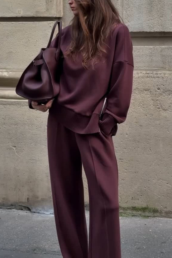 Bequemes Damen Satz mit Strukturiertem Sweatshirt und Hose