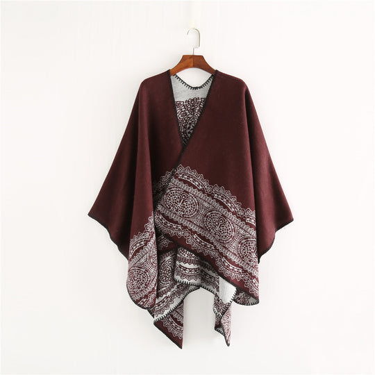 Damen Ornamental gemusterter Ruana‑Poncho mit offenem Kimono‑Fall Shop Nory