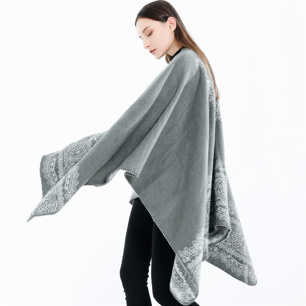 Damen Ornamental gemusterter Ruana‑Poncho mit offenem Kimono‑Fall Shop Nory