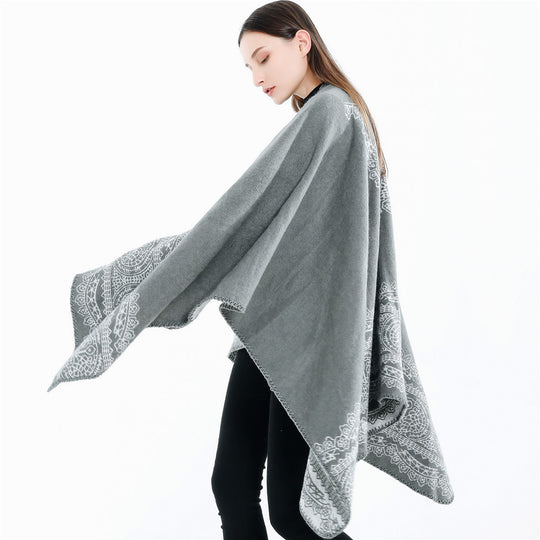 Damen Ornamental gemusterter Ruana‑Poncho mit offenem Kimono‑Fall Shop Nory