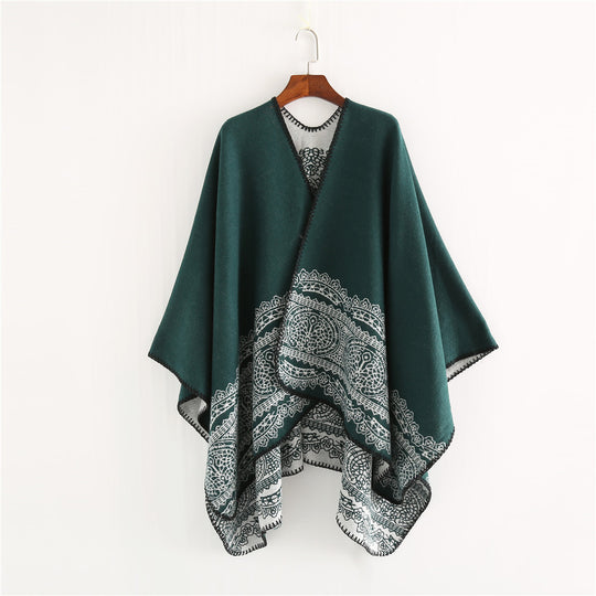 Damen Ornamental gemusterter Ruana‑Poncho mit offenem Kimono‑Fall Shop Nory