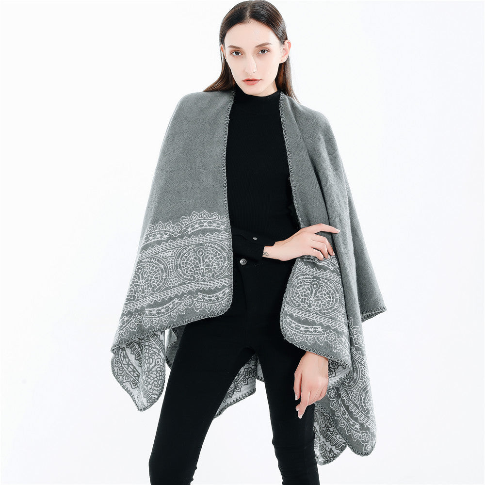Damen Ornamental gemusterter Ruana‑Poncho mit offenem Kimono‑Fall Shop Nory