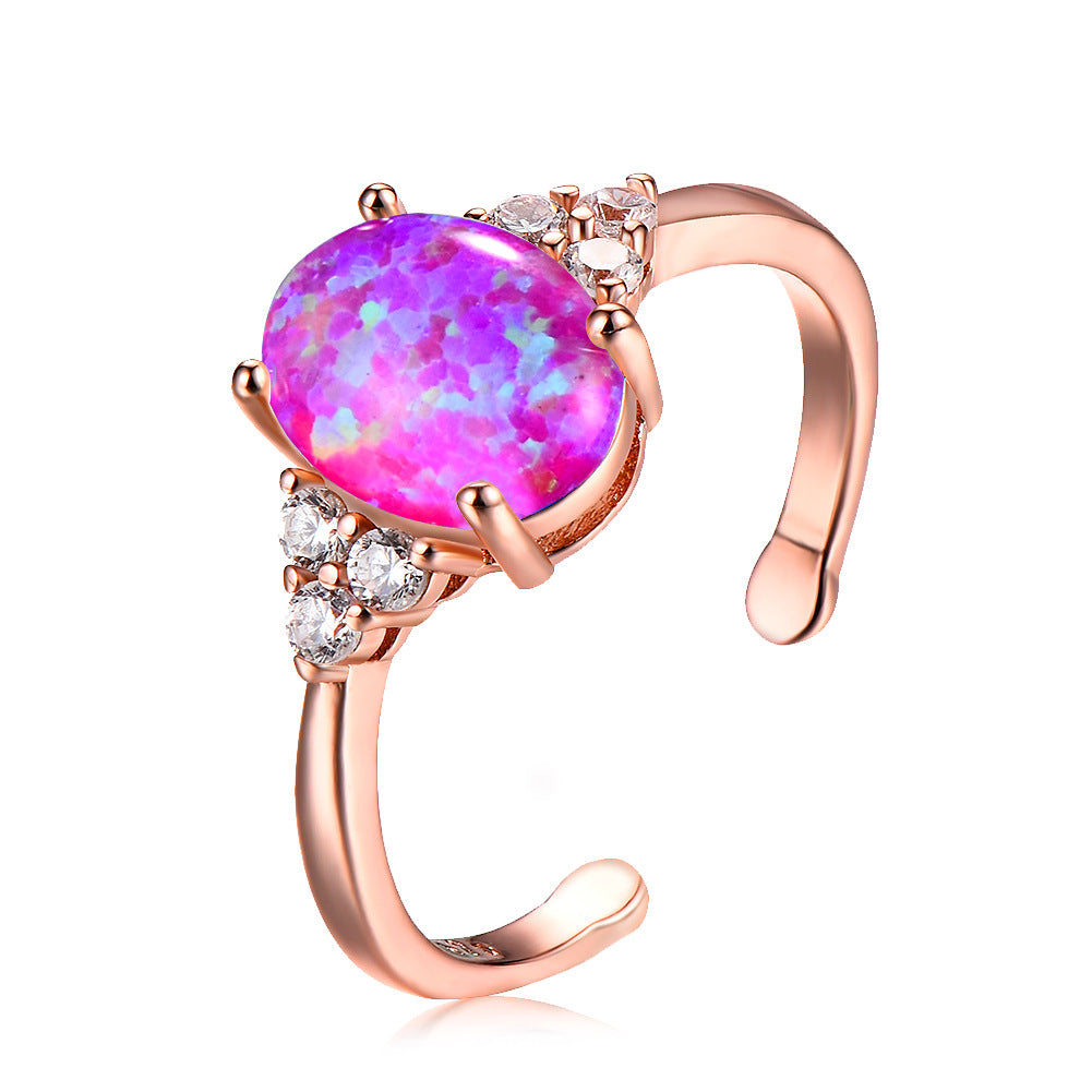 Damen Ring mit schimmerndem Opal und funkelnden Zirkonia-Details Shop Nory