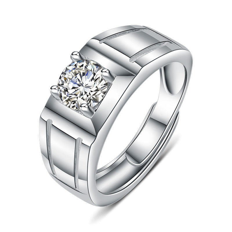 Herrenring mit modernem, dekorativem Design und funkelndem Zirkonia Shop Nory
