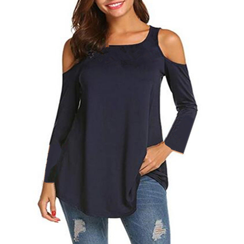 Damen Langarm-Tunika mit Ausschnitten an den Schultern und asymmetrischem Saum Shop Nory