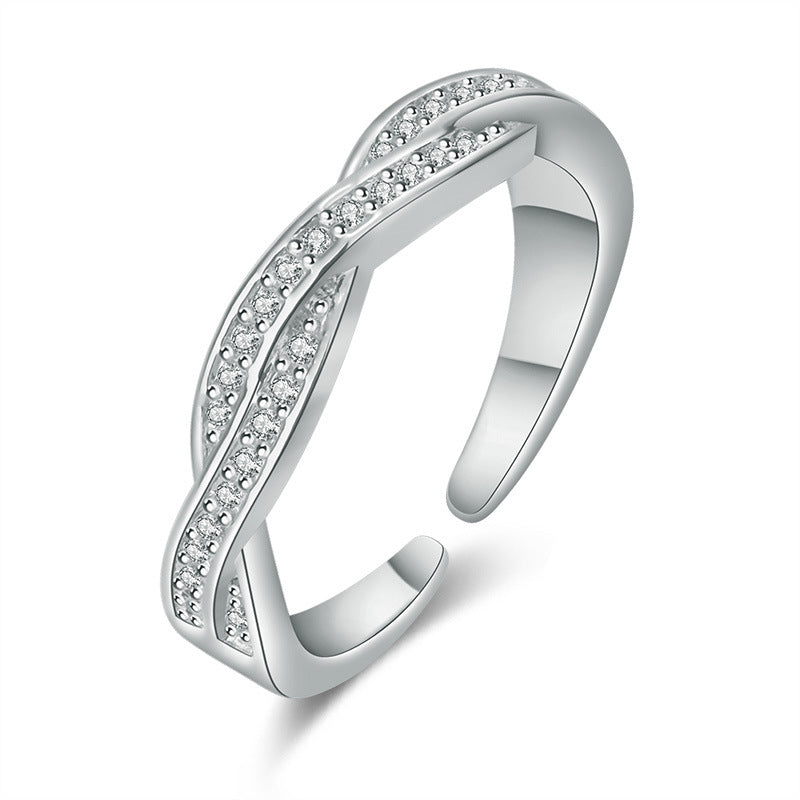 Damen Offener Zirkonia Ring im modernen Wellen-Design Shop Nory