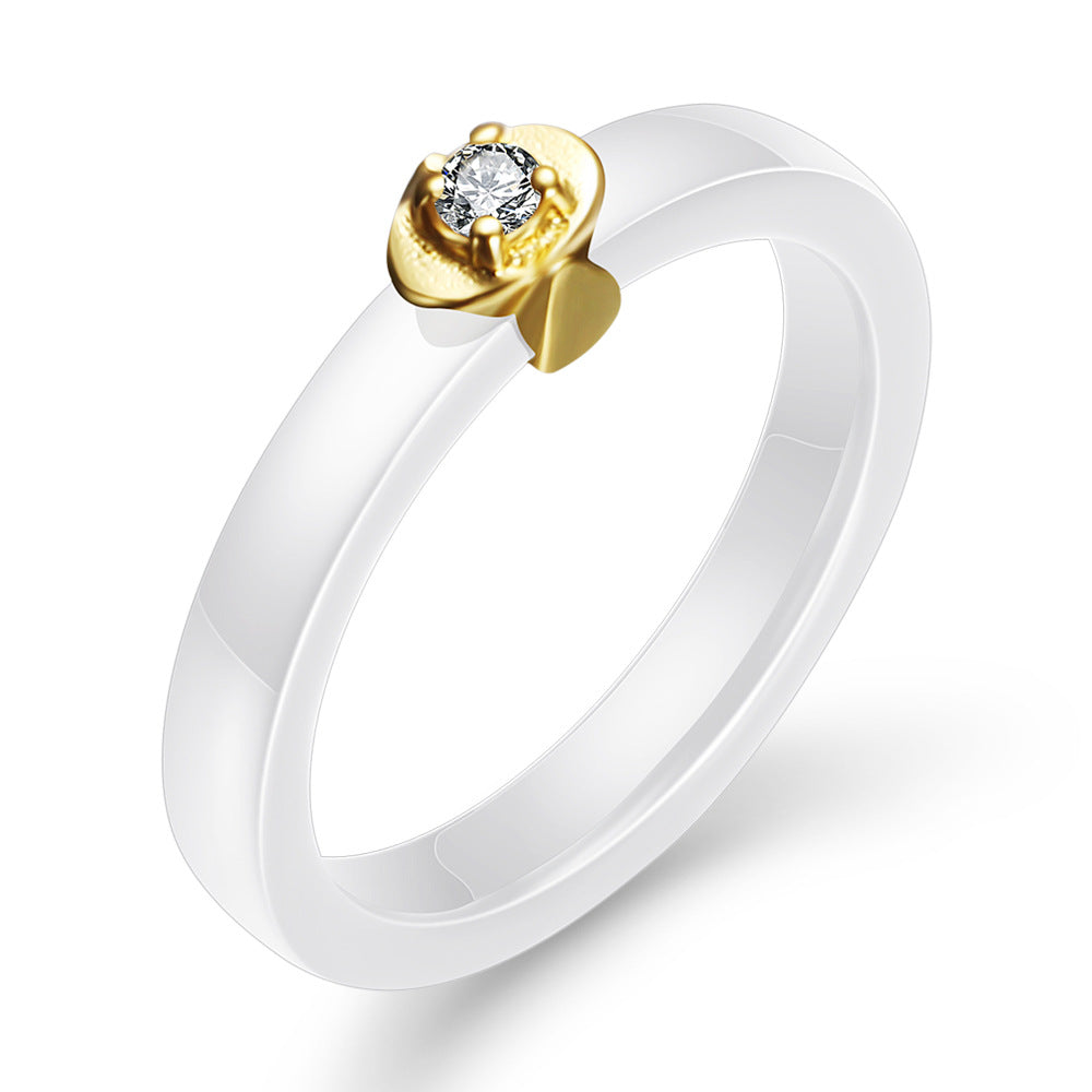 Damen Ring mit funkelndem Kristall und elegantem zweifarbigen Design Shop Nory