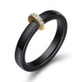 Damen Ring mit elegantem schwarzem Keramikkern und goldenem Zirkonia-Besatz Shop Nory