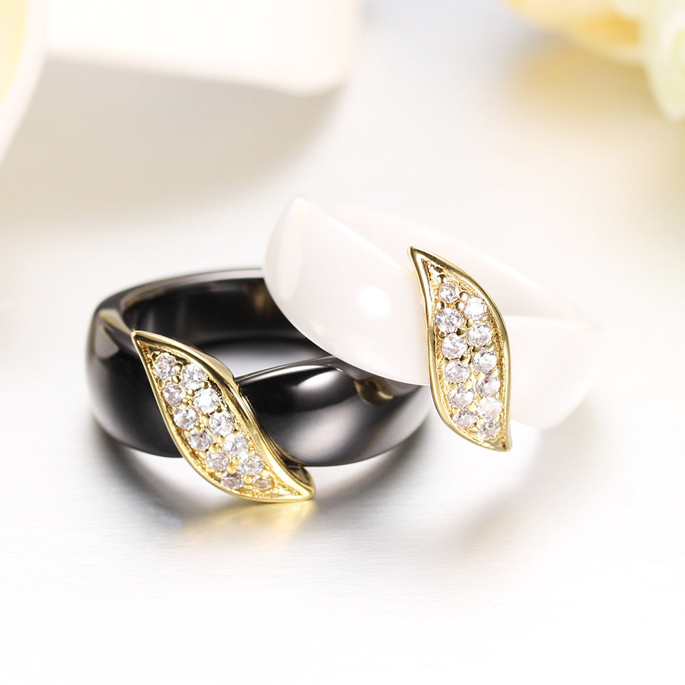 Damen Ring mit elegantem Blattdesign und funkelndem Zirkonia-Besatz Shop Nory