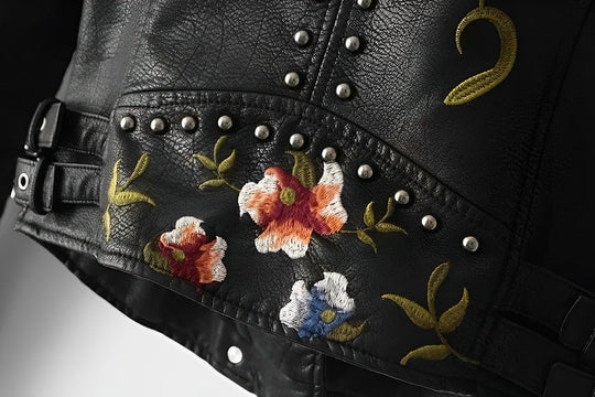 Lederjacke mit Stickerei