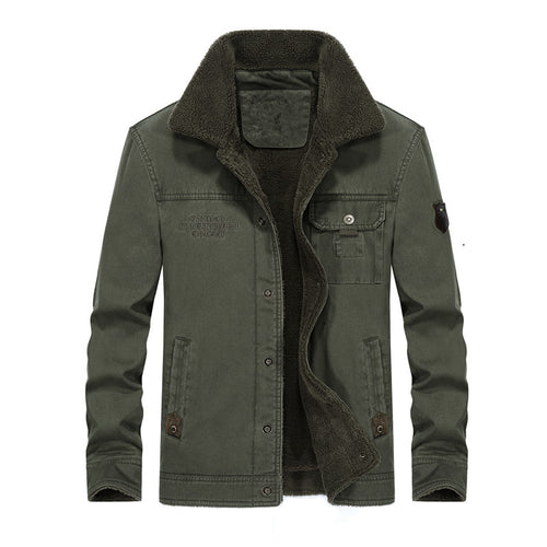 Herren Canvas-Workerjacke mit Teddyfutter, Hemdkragen und Brusttasche Shop Nory