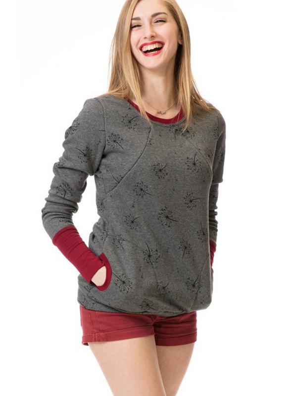 ShopNory Schwangerschafts-Chaps, Krankenschwester-Sweatshirts, Blumendruck, Taschen, Reißverschluss, Stillkleidung