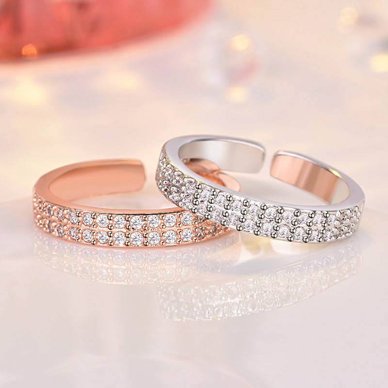 Damen Offener Ring mit funkelnden Zirkonia-Elementen und modernem Design Shop Nory