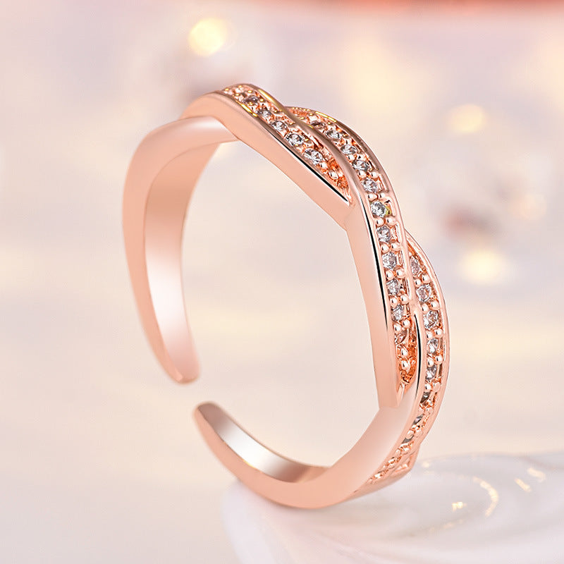 Damen Offener Zirkonia Ring im modernen Wellen-Design Shop Nory