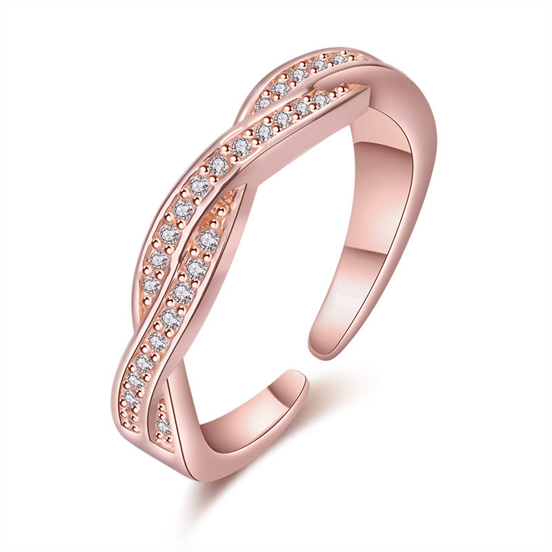 Damen Offener Zirkonia Ring im modernen Wellen-Design Shop Nory
