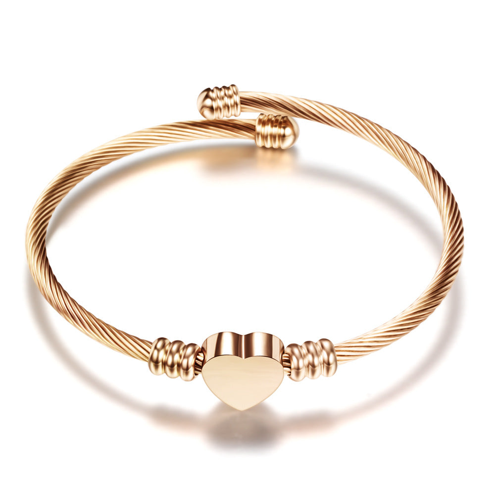 Damen Armreif mit Herz-Design und elegantem Drahtmuster Shop Nory