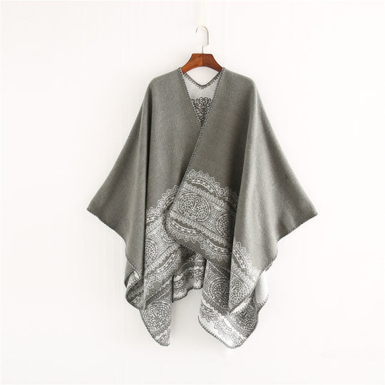 Damen Ornamental gemusterter Ruana‑Poncho mit offenem Kimono‑Fall Shop Nory