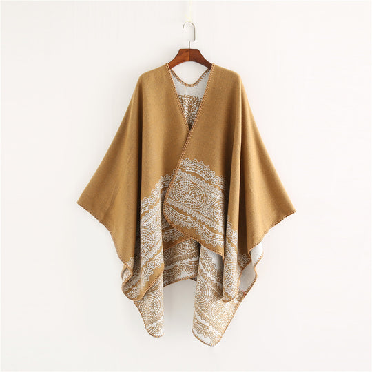 Damen Ornamental gemusterter Ruana‑Poncho mit offenem Kimono‑Fall Shop Nory