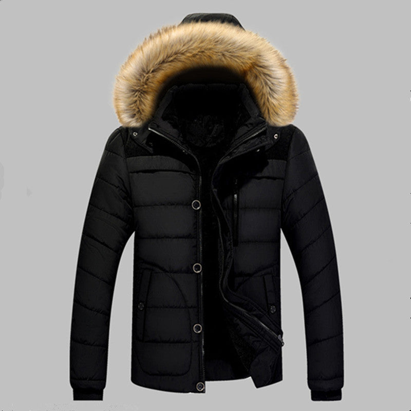 Herren Gefütterte Stepp-Expeditionsjacke mit Kunstfellkapuze und Frontmix-Taschen Shop Nory
