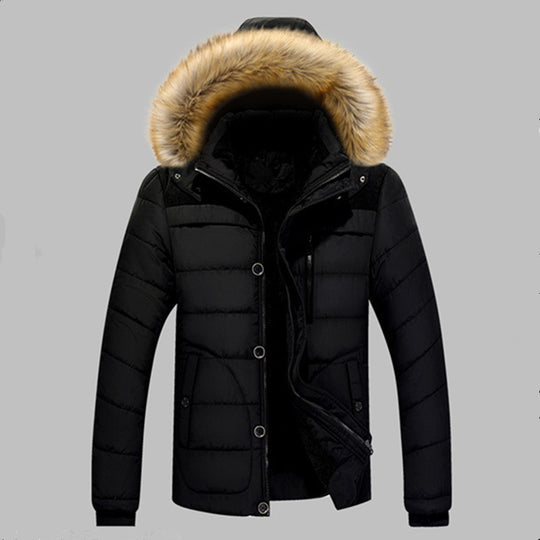 Herren Gefütterte Stepp-Expeditionsjacke mit Kunstfellkapuze und Frontmix-Taschen Shop Nory