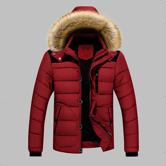 Herren Gefütterte Stepp-Expeditionsjacke mit Kunstfellkapuze und Frontmix-Taschen Shop Nory