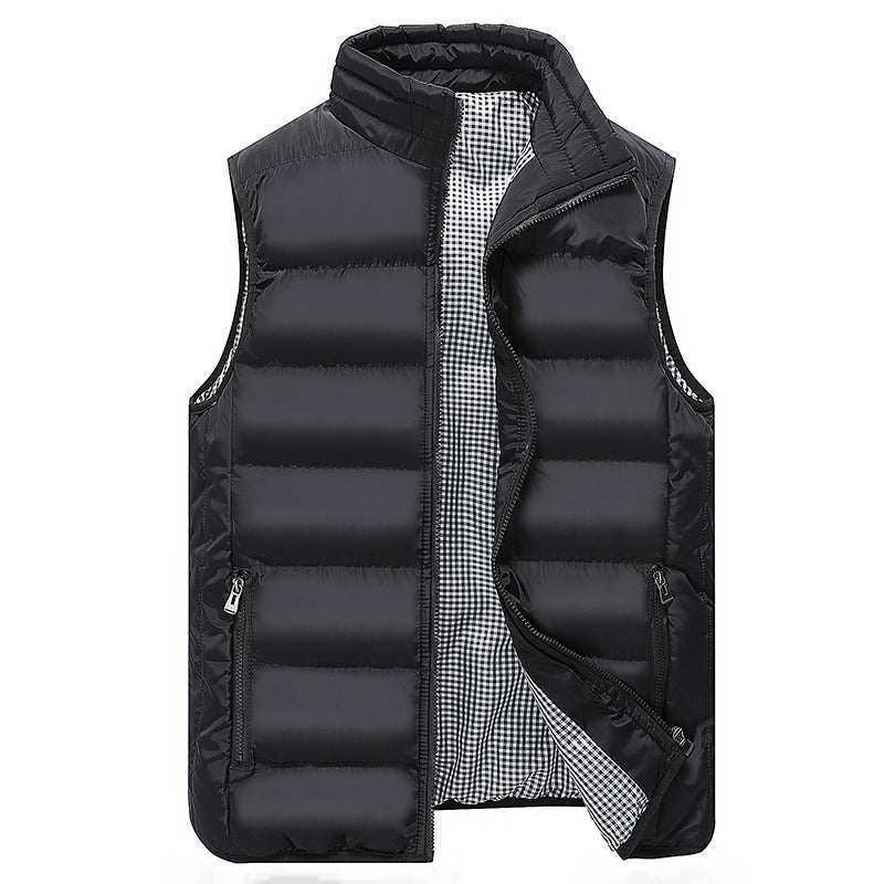 Herren Gepolsterte Steppweste mit hohem Stehkragen, Reißverschlusstaschen und kariertem Innenfutter Shop Nory