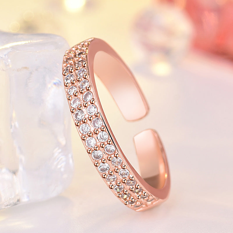 Damen Offener Ring mit funkelnden Zirkonia-Elementen und modernem Design Shop Nory