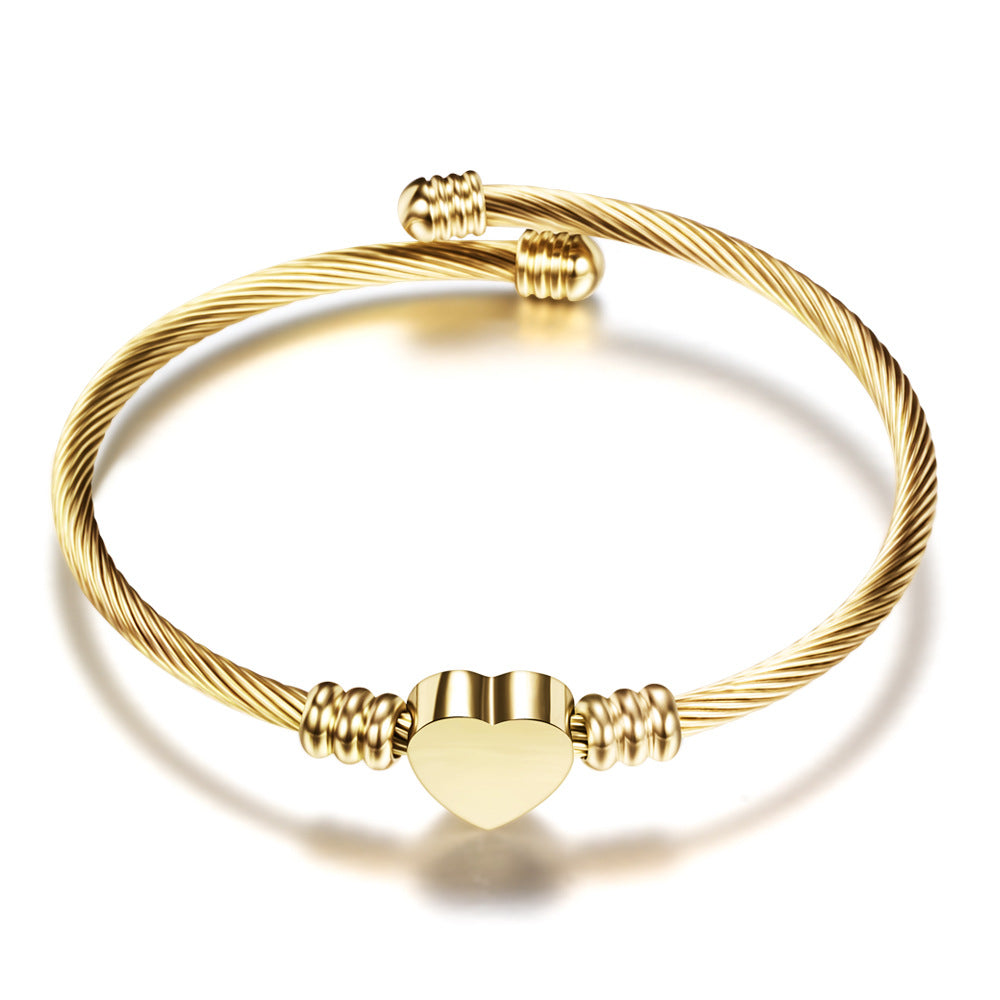 Damen Armreif mit Herz-Design und elegantem Drahtmuster Shop Nory