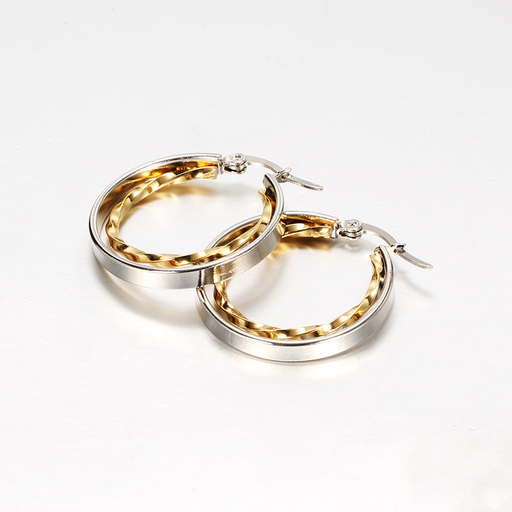 Damen Creolen aus hochwertigem Edelstahl mit elegantem, gewundenem Design Shop Nory