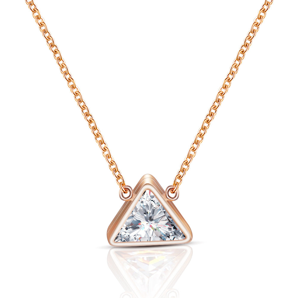 Damen elegante Halskette mit dreieckigem Kristallanhänger Shop Nory