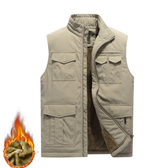 Herren Outdoor‑Utility‑Weste mit wärmendem Teddyplüschfutter und Mehrfachtaschen Shop Nory
