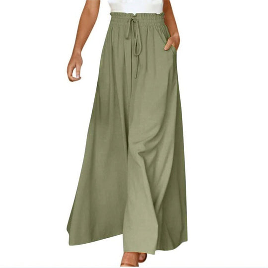 Leichte Damen Leinenhose mit Weitem Bein für Frühling und Sommer