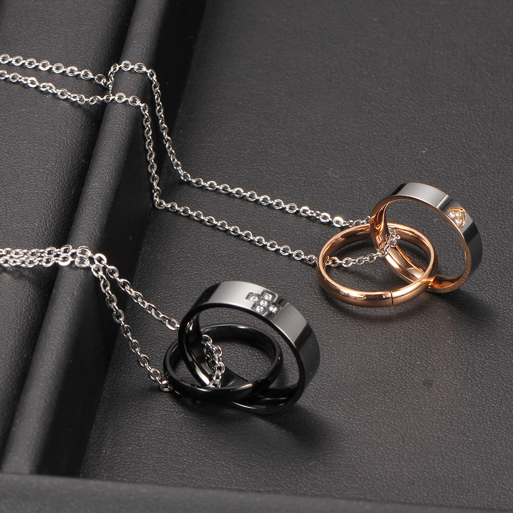 Damen Halskette mit zwei ineinander verschlungenen Ringen Shop Nory