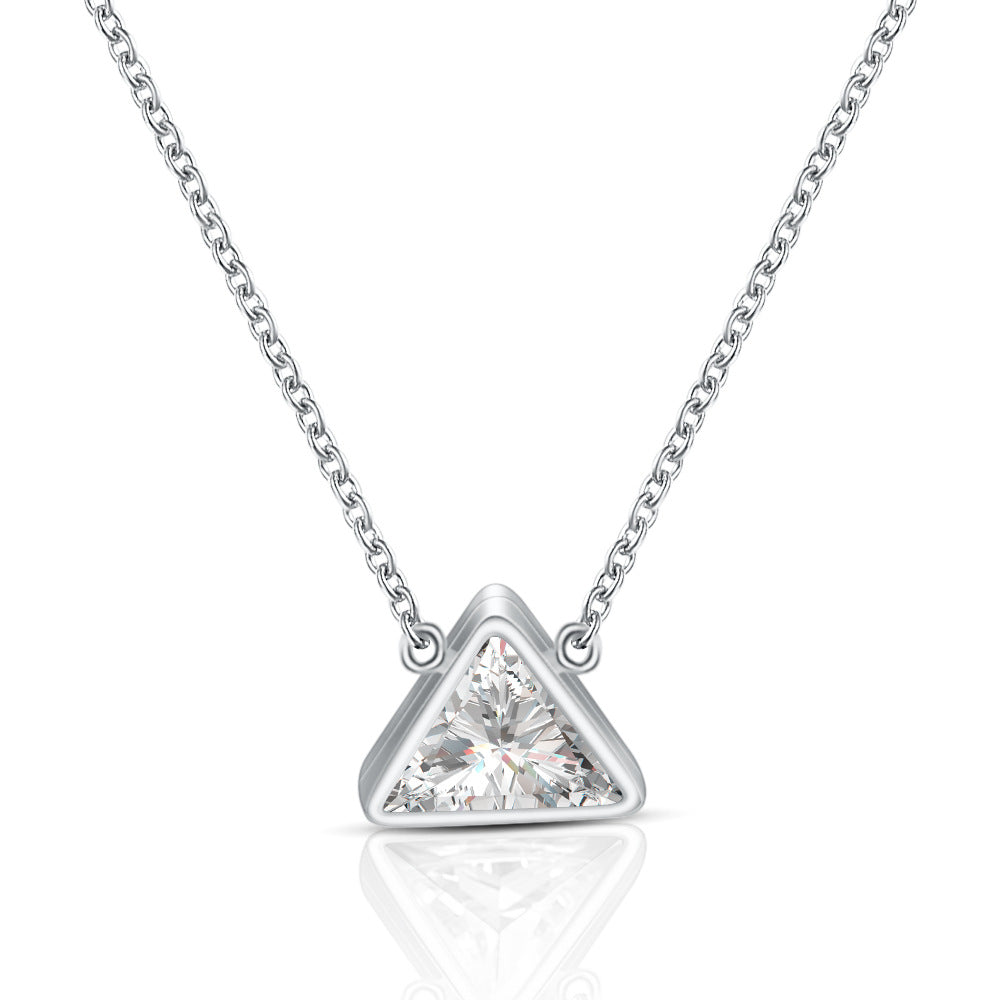Damen elegante Halskette mit dreieckigem Kristallanhänger Shop Nory