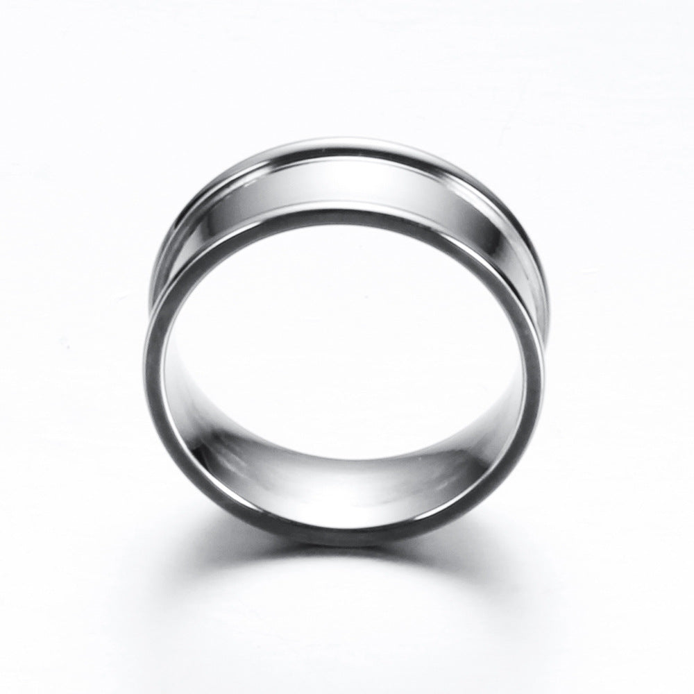 Herren Polierter Edelstahlring mit minimalistischer Struktur Shop Nory