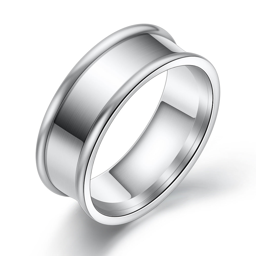Herren Polierter Edelstahlring mit minimalistischer Struktur Shop Nory