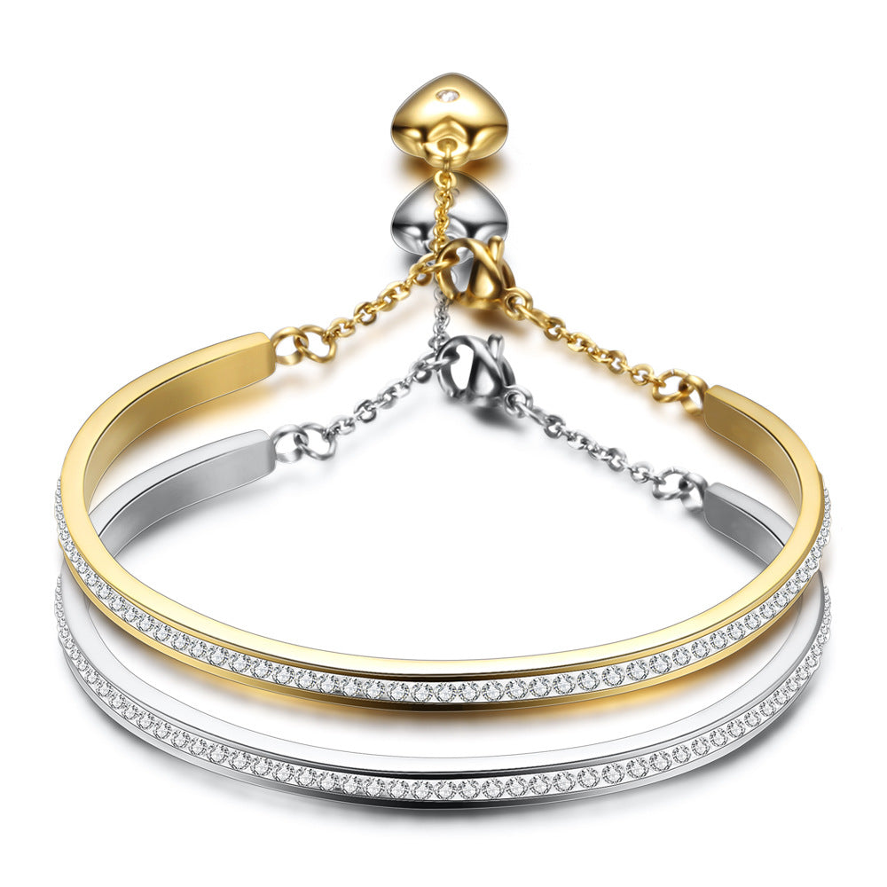 Damen Armband mit funkelndem Zirkonia-Besatz und verstellbarem Zugverschluss Shop Nory