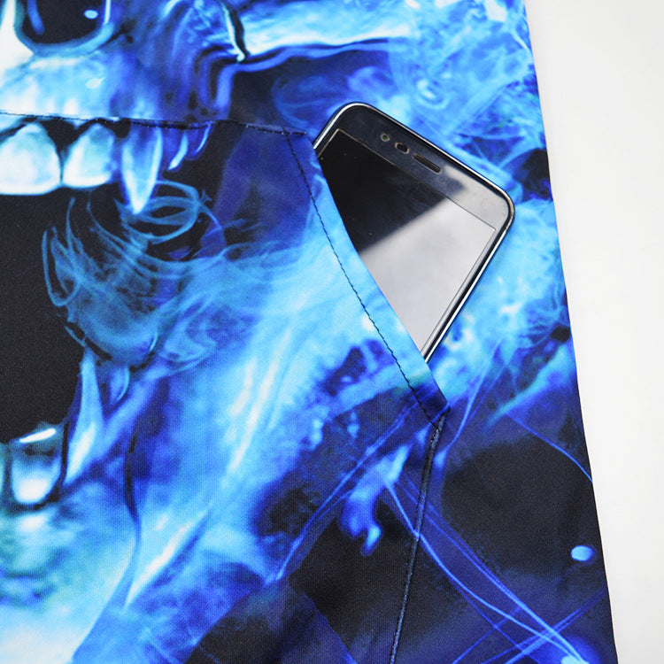 Herren Kapuzenpullover mit leuchtendem Flammenschädel-Print Shop Nory
