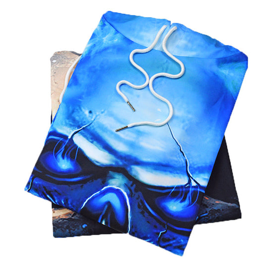 Herren Kapuzenpullover mit leuchtendem Flammenschädel-Print Shop Nory