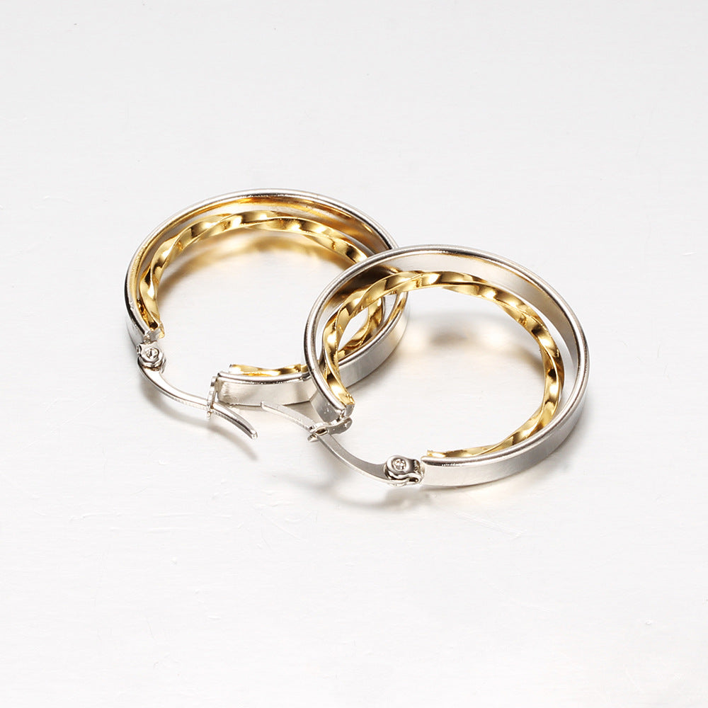 Damen Creolen aus hochwertigem Edelstahl mit elegantem, gewundenem Design Shop Nory