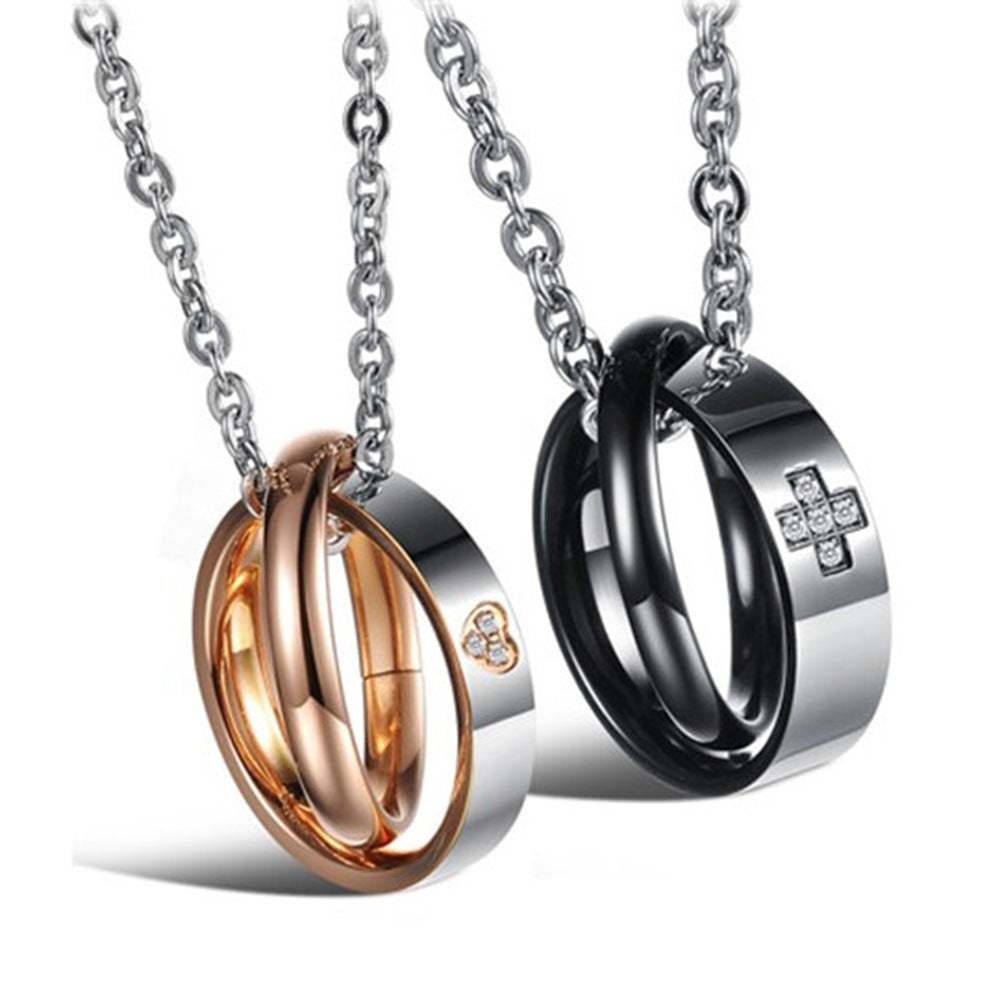 Damen Halskette mit zwei ineinander verschlungenen Ringen Shop Nory