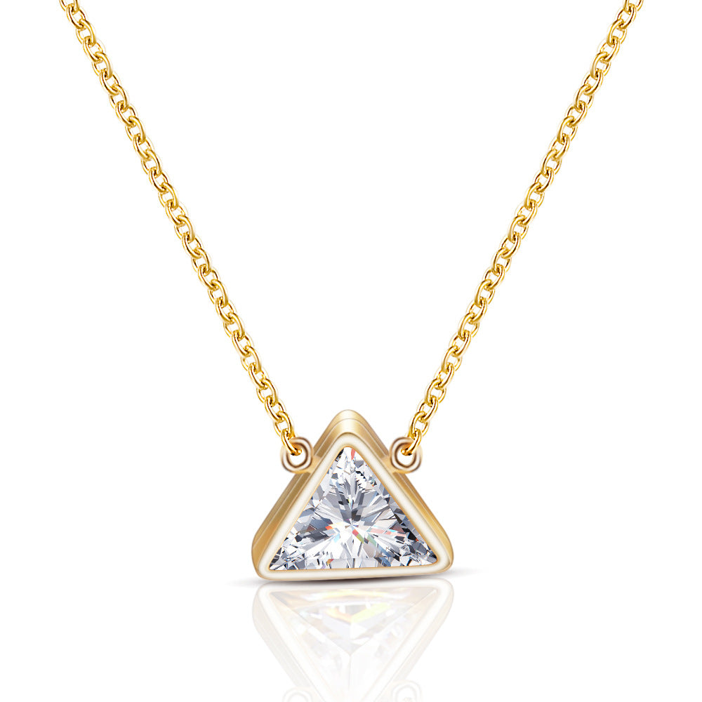 Damen elegante Halskette mit dreieckigem Kristallanhänger Shop Nory