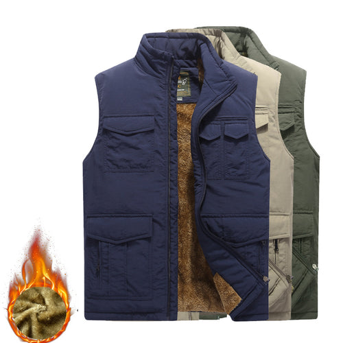 Herren Outdoor‑Utility‑Weste mit wärmendem Teddyplüschfutter und Mehrfachtaschen Shop Nory
