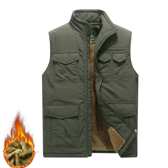 Herren Outdoor‑Utility‑Weste mit wärmendem Teddyplüschfutter und Mehrfachtaschen Shop Nory
