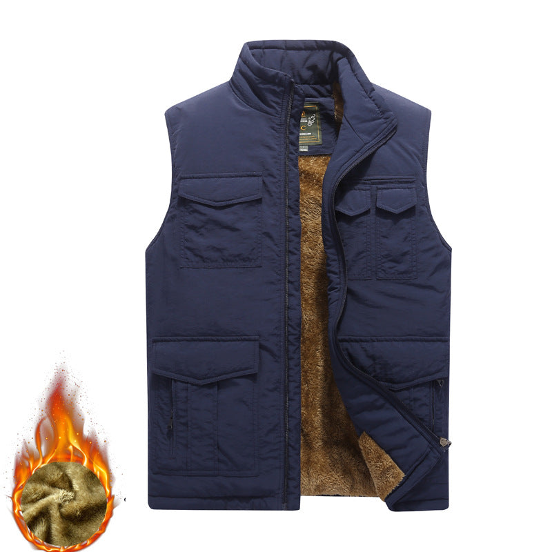 Herren Outdoor‑Utility‑Weste mit wärmendem Teddyplüschfutter und Mehrfachtaschen Shop Nory