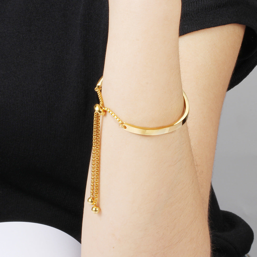 Damen Armband mit verstellbarem Zugverschluss aus hochwertigem Edelstahl Shop Nory