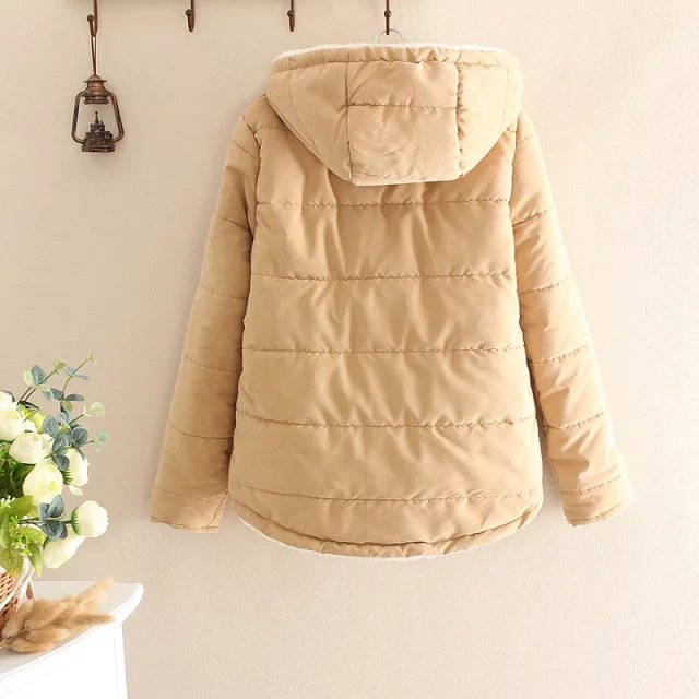 Damen Gepolsterte Winterjacke mit Teddyfutter und Kapuze Shop Nory