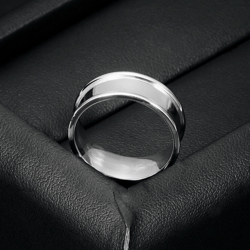 Herren Polierter Edelstahlring mit minimalistischer Struktur Shop Nory