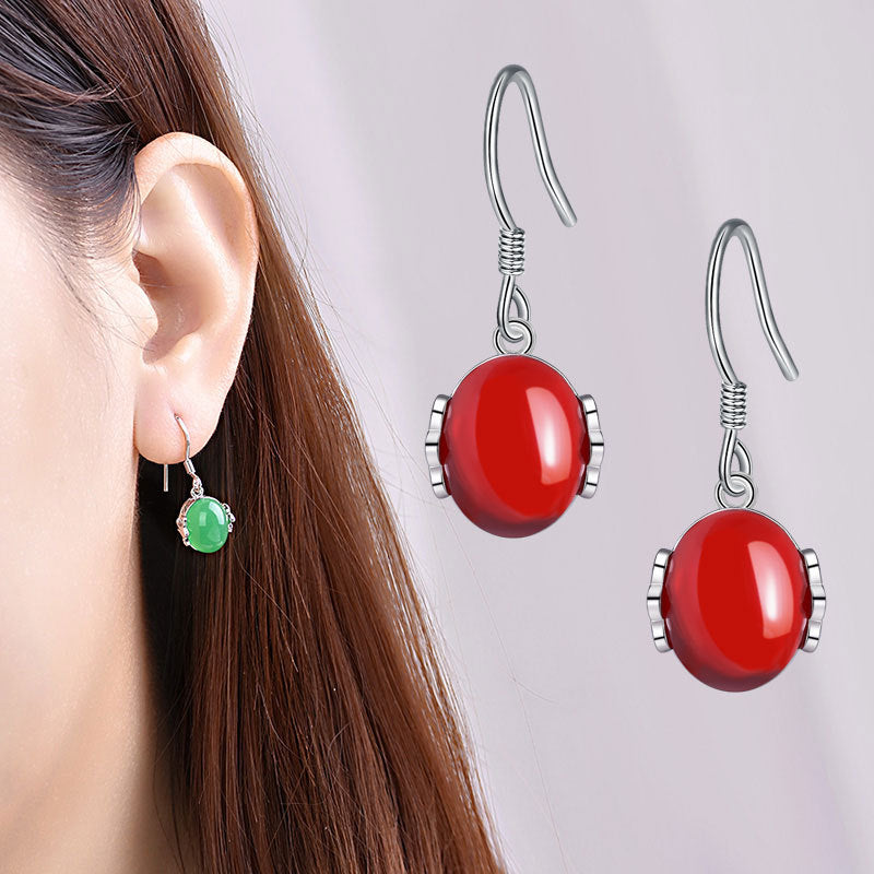 Damen-Ohrringe mit elegantem roten Edelstein und hochwertigem Edelstahl-Design Shop Nory